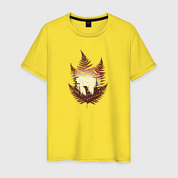 Футболка хлопковая мужская Лисий папоротник, цвет: желтый