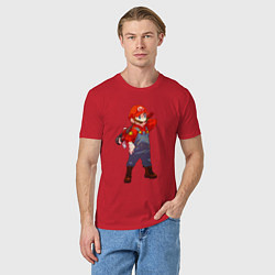 Футболка хлопковая мужская Марио на стиле, цвет: красный — фото 2