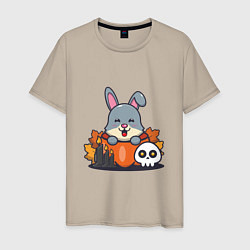 Футболка хлопковая мужская Rabbit halloween, цвет: миндальный