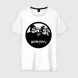 Футболка хлопковая мужская Bon Jovi rock, цвет: белый