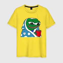 Футболка хлопковая мужская Frog Pepe мем, цвет: желтый