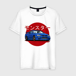 Футболка хлопковая мужская Nissan Skyline R34 GT-R, цвет: белый