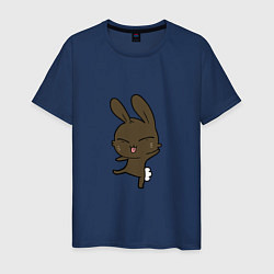 Футболка хлопковая мужская Прикольный кролик, цвет: тёмно-синий