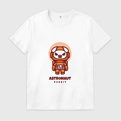 Футболка хлопковая мужская Кролик астронавт, цвет: белый