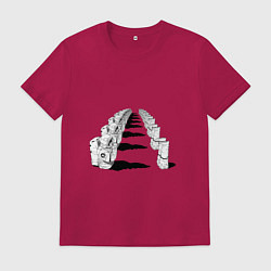 Футболка хлопковая мужская Человек бензопила - Космонавты, цвет: маджента