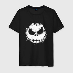 Футболка хлопковая мужская Jack Skellington face, цвет: черный