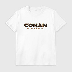 Футболка хлопковая мужская Conan exiles logo, цвет: белый