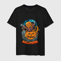 Футболка хлопковая мужская Halloween Scarecrow, цвет: черный
