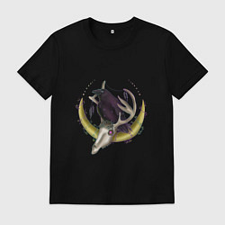 Футболка хлопковая мужская Ворон-посланник мира духов, цвет: черный