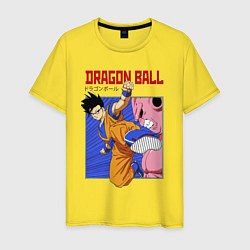 Футболка хлопковая мужская Dragon Ball - Сон Гоку - Удар, цвет: желтый