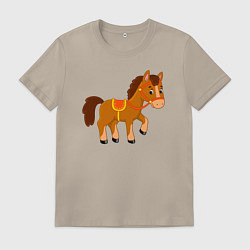 Футболка хлопковая мужская Жеребёнок, цвет: миндальный