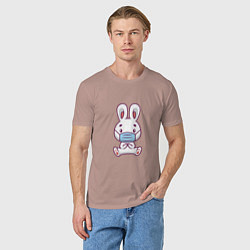 Футболка хлопковая мужская Кролик в маске, цвет: пыльно-розовый — фото 2