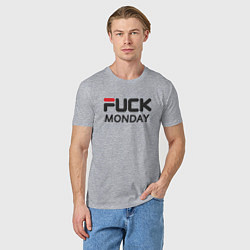 Футболка хлопковая мужская Fuck monday, anti-brand, fila, цвет: меланж — фото 2