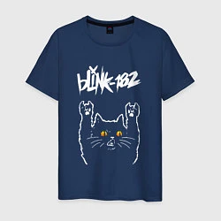 Футболка хлопковая мужская Blink 182 rock cat, цвет: тёмно-синий