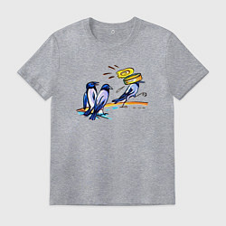 Футболка хлопковая мужская Вороны в ссоре, цвет: меланж