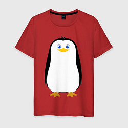 Футболка хлопковая мужская Красивый пингвин, цвет: красный