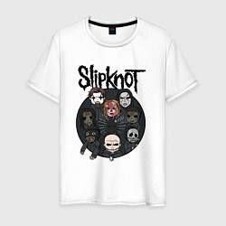 Футболка хлопковая мужская Slipknot art fan, цвет: белый
