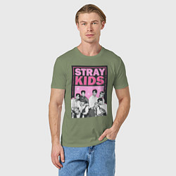 Футболка хлопковая мужская Stray Kids boy band, цвет: авокадо — фото 2
