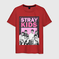 Футболка хлопковая мужская Stray Kids boy band, цвет: красный