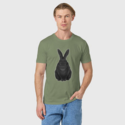 Футболка хлопковая мужская Черный водяной кролик - 2023, цвет: авокадо — фото 2