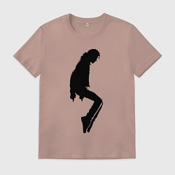 Футболка хлопковая мужская Силуэт Майкла Джексона - Minimalism, цвет: пыльно-розовый