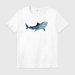 Футболка хлопковая мужская Realistic shark, цвет: белый