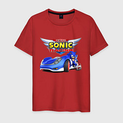Футболка хлопковая мужская Team Sonic racing - hedgehog, цвет: красный
