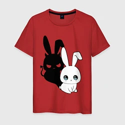 Футболка хлопковая мужская Милый кролик - ангелочек или дьяволёнок?, цвет: красный