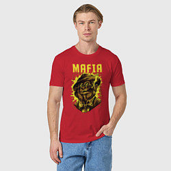 Футболка хлопковая мужская Мафия обезьяна с сигарой, цвет: красный — фото 2