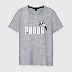 Футболка хлопковая мужская Панда вместо пумы, цвет: меланж