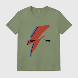 Футболка хлопковая мужская Дэвид Боуи - молния, цвет: авокадо