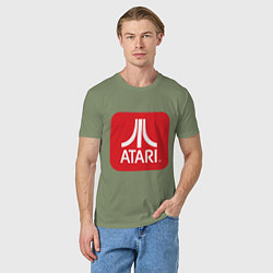 Футболка хлопковая мужская Atari logo, цвет: авокадо — фото 2