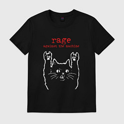 Футболка хлопковая мужская Rage Against the Machine рок кот, цвет: черный
