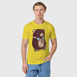 Футболка хлопковая мужская Walking bear, цвет: желтый — фото 2