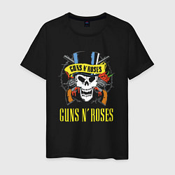 Футболка хлопковая мужская Guns n roses Skull, цвет: черный
