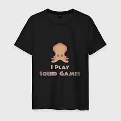 Футболка хлопковая мужская I play squid games, цвет: черный