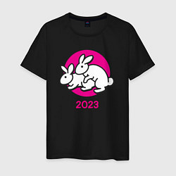 Футболка хлопковая мужская Кролики 2023, цвет: черный