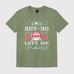 Футболка хлопковая мужская Hey-ho lets go, цвет: авокадо