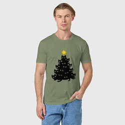 Футболка хлопковая мужская Котоёлка, цвет: авокадо — фото 2