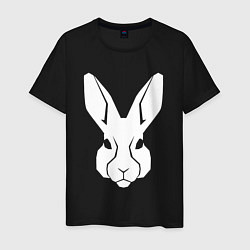 Футболка хлопковая мужская White rabbit head, цвет: черный