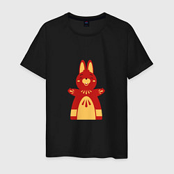 Футболка хлопковая мужская Red bunny, цвет: черный
