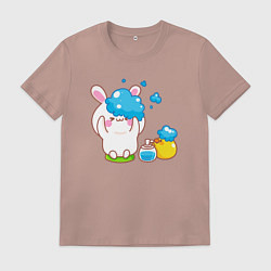 Футболка хлопковая мужская Зайчик купается, цвет: пыльно-розовый