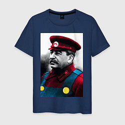 Футболка хлопковая мужская Иосиф Виссарионович Сталин - memes Mario, цвет: тёмно-синий