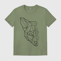 Футболка хлопковая мужская Лиса полигональная геометрия, цвет: авокадо