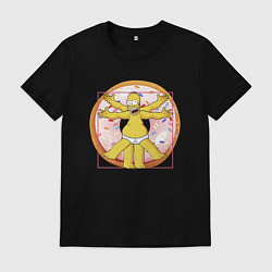 Футболка хлопковая мужская Канонические пропорции Гомера Симпсона - remake, цвет: черный