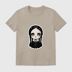 Футболка хлопковая мужская Уэнсдей, Семейка Аддамс в стиле Бёртона, цвет: миндальный