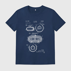 Футболка хлопковая мужская Патент на камень для керлинга Curling Stone Patent, цвет: тёмно-синий