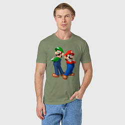 Футболка хлопковая мужская Марио и Луиджи, цвет: авокадо — фото 2