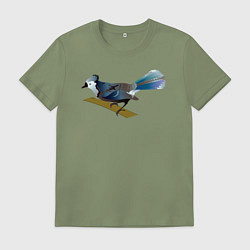 Футболка хлопковая мужская Голубая сойка, цвет: авокадо