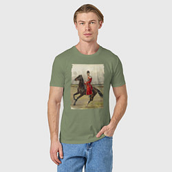 Футболка хлопковая мужская Николай II на коне, цвет: авокадо — фото 2